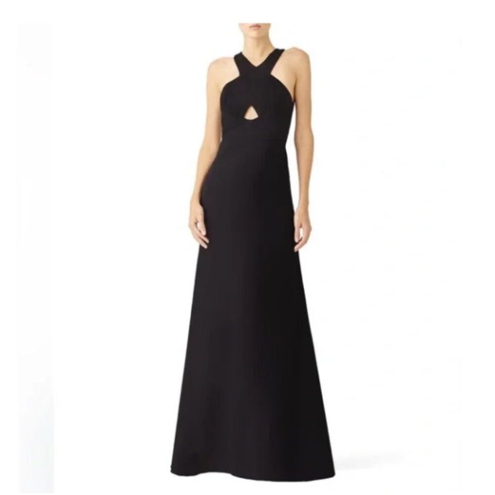 Aidan Mattox Black Cutout Evening Gown